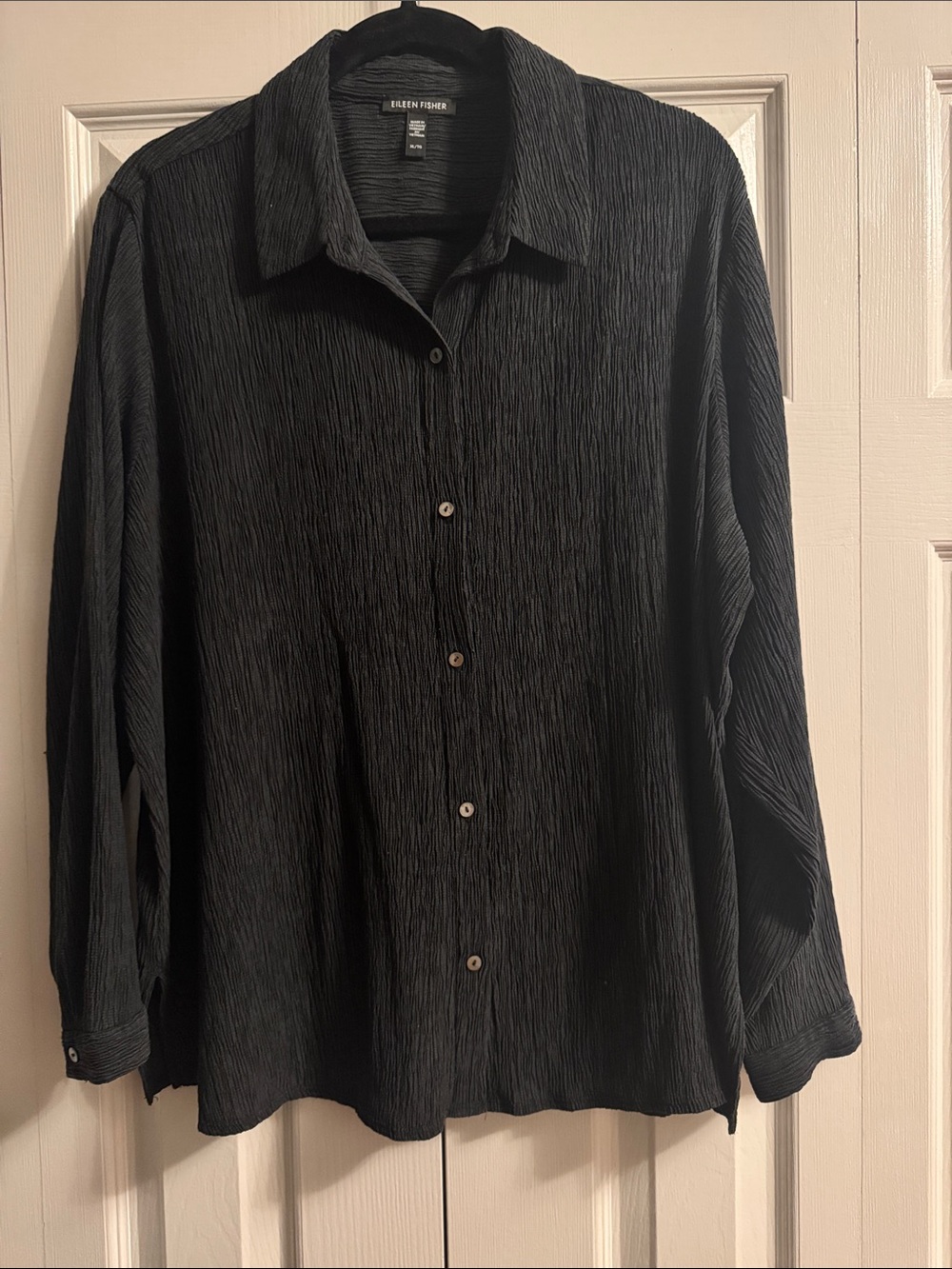 Eileen Fisher Woven Plissé Shirt, XL